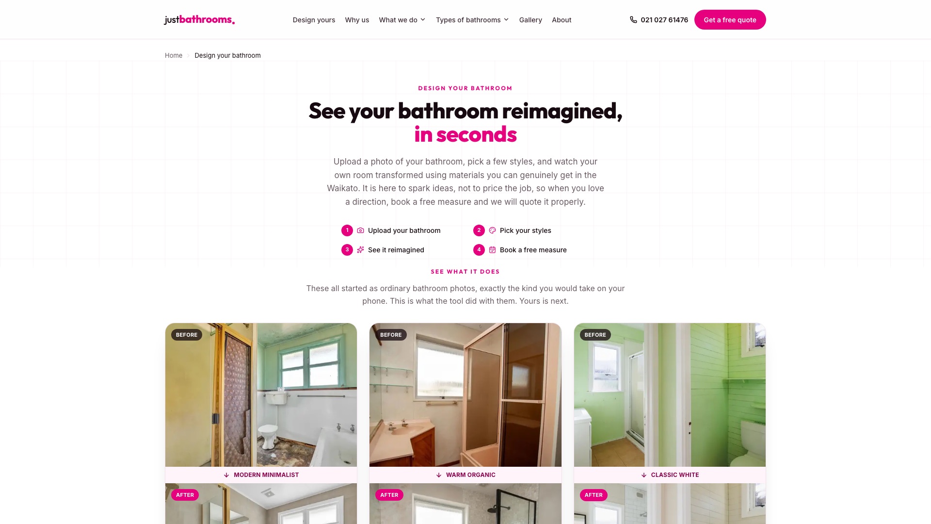 The Bathroom Reimaginer - upload a photo, pick styles, see the room transformed