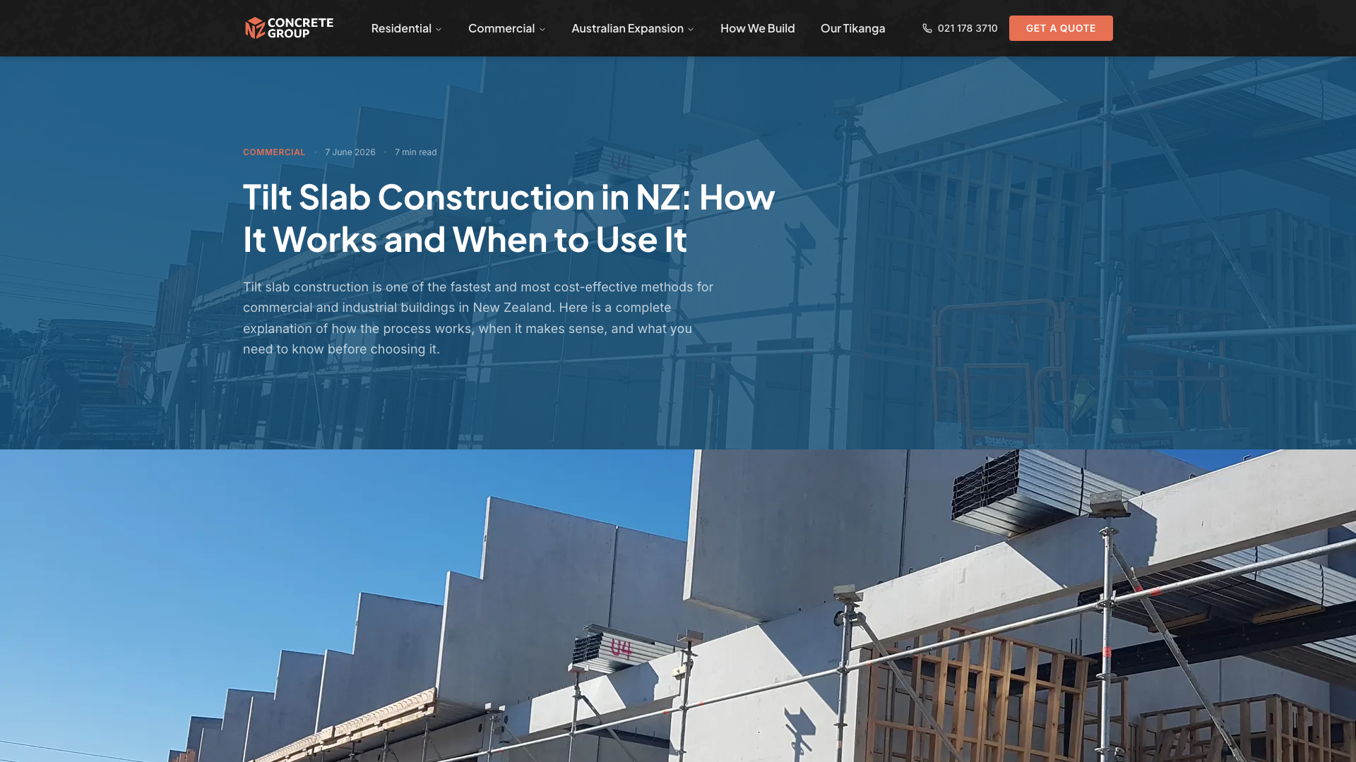 The tilt slab construction article - the single highest-earning page on the site in its first seven weeks